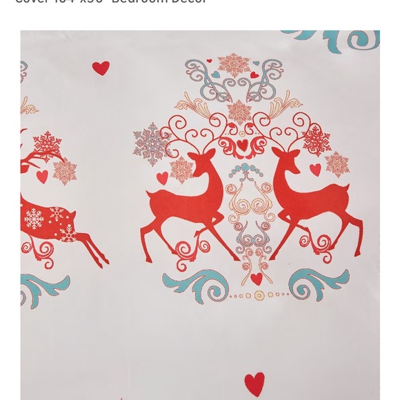 Festive Reindeer Bedding Set Reversible - Red and White - Picture 4 of 4